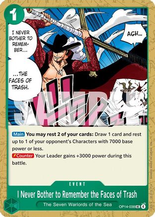 I Never Bother to Remember the Faces of Trash (OP14-038) [The Azure Sea's Seven] One Piece Single Bandai