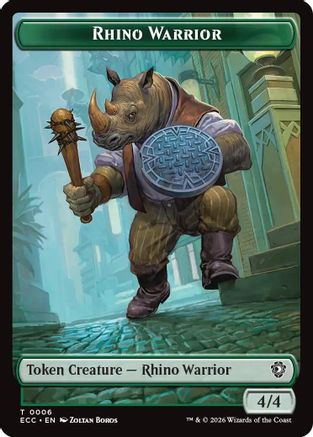 Rhino Warrior // Elemental (0010) Double-Sided Token (ECC-6 // 10) [Commander: Lorwyn Eclipsed] Foil MTG Single Commander: Lorwyn Eclipsed