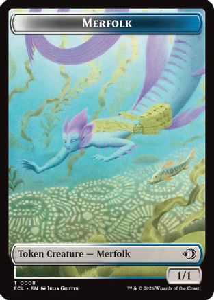 Merfolk // Worm Double-Sided Token (ECL-8 // 9) [Lorwyn Eclipsed] Foil MTG Single Lorwyn Eclipsed