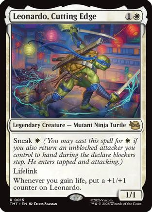 Leonardo, Cutting Edge (TMT-015) [Teenage Mutant Ninja Turtles] Foil MTG Single Teenage Mutant Ninja Turtles
