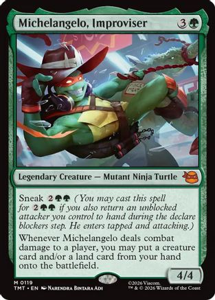 Michelangelo, Improviser (TMT-119) [Teenage Mutant Ninja Turtles] Foil MTG Single Wizards of the Coast
