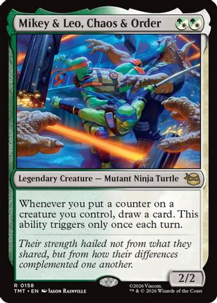 Mikey & Leo, Chaos & Order (TMT-158) [Teenage Mutant Ninja Turtles] Foil MTG Single Teenage Mutant Ninja Turtles