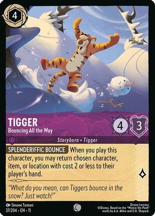Tigger - Bouncing All the Way (37/204) [Winterspell] Cold Foil Lorcana Single Disney