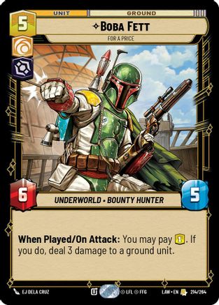 Boba Fett - For a Price (214/264) [A Lawless Time] Star Wars: Unlimited Single Disney