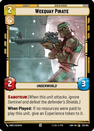 Weequay Pirate (231/264) [A Lawless Time] Star Wars: Unlimited Single Disney