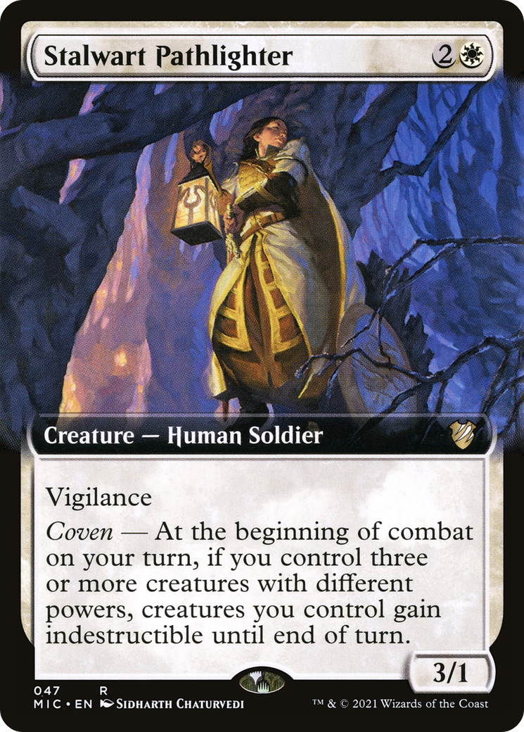 Stalwart Pathlighter (MIC-047) [Midnight Hunt Commander] (Extended Art) MTG Single Wizards of the Coast