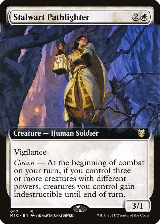 Stalwart Pathlighter (MIC-047) [Midnight Hunt Commander] (Extended Art) MTG Single Wizards of the Coast