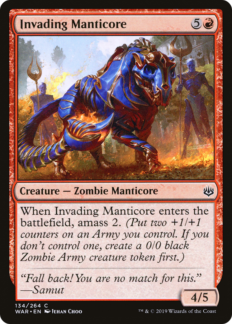 Invading Manticore (WAR-134) [War of the Spark] MTG Single Wizards of the Coast
