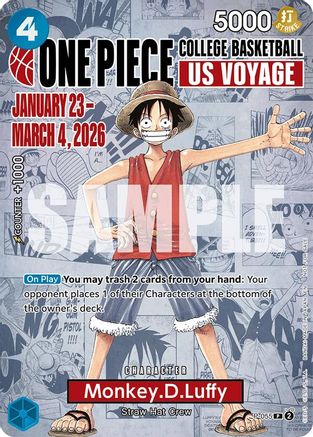 Monkey.D.Luffy (055) (College Basketball US Voyage) (P-055) [One Piece Promotion Cards] Foil One Piece Single Bandai