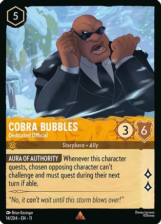 Cobra Bubbles - Dedicated Official (14/204) [Winterspell] Cold Foil Lorcana Single Disney