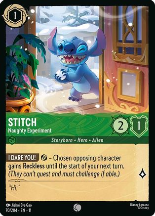 Stitch - Naughty Experiment (70/204) [Winterspell] Cold Foil Lorcana Single Disney
