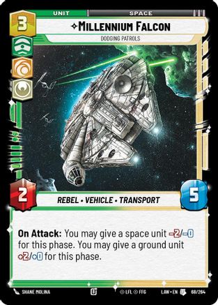 Millennium Falcon - Dodging Patrols (68/264) [A Lawless Time] Star Wars: Unlimited Single Disney