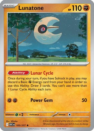 Lunatone (105) Holofoil [ME Ascended Heroes] Pokemon Single Pokémon