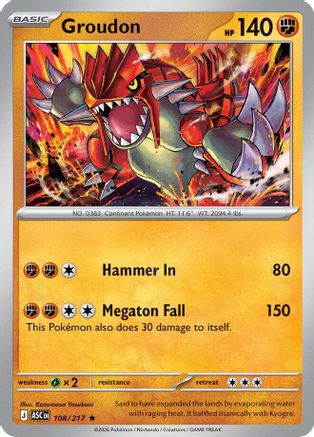 Groudon (108) Holofoil [ME Ascended Heroes] Pokemon Single Pokémon