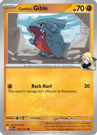 Cynthia's Gible (109) [ME Ascended Heroes] Pokemon Single Pokémon