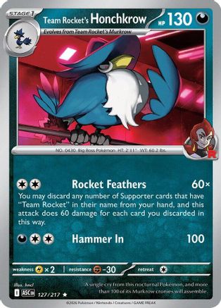 Team Rocket's Honchkrow (127) Holofoil [ME Ascended Heroes] Pokemon Single Pokémon