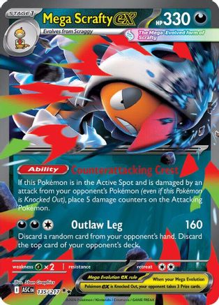 Mega Scrafty ex - 135/217 Holofoil [ME Ascended Heroes] Pokemon Single Pokémon