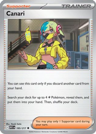 Canari - 185/217 Reverse Holofoil [ME Ascended Heroes] Pokemon Single Pokémon