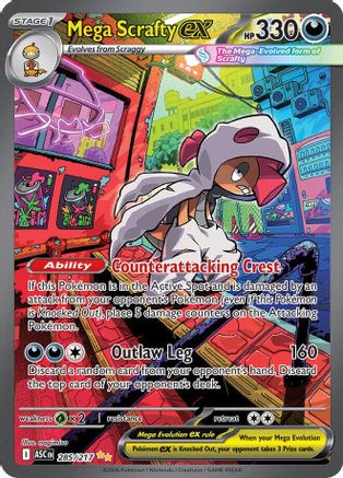 Mega Scrafty ex - 285/217 Holofoil [ME Ascended Heroes] Pokemon Single Pokémon