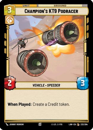 Champion's KT-9 Podracer (232/264) [A Lawless Time] Star Wars: Unlimited Single Disney