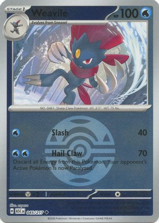 Weavile - 045/217 (Dusk Ball) Reverse Holofoil [ME Ascended Heroes] Pokemon Single Pokémon