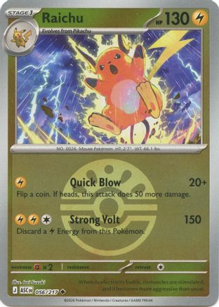 Raichu (Friend Ball) (56) Reverse Holofoil [ME Ascended Heroes] Pokemon Single Pokémon
