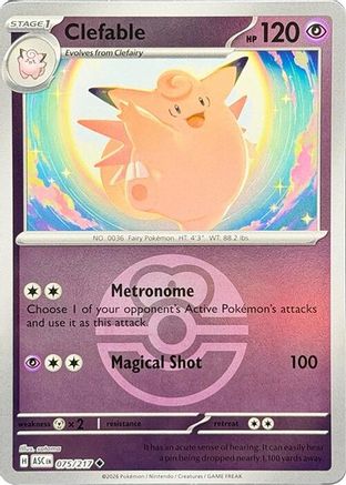 Clefable (Love Ball) (75) Reverse Holofoil [ME Ascended Heroes] Pokemon Single Pokémon