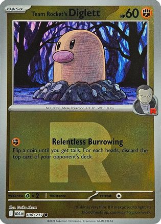 Team Rocket's Diglett (Team Rocket) (100) Reverse Holofoil [ME Ascended Heroes] Pokemon Single Pokémon