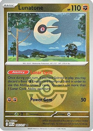 Lunatone (Dusk Ball) (105) Reverse Holofoil [ME Ascended Heroes] Pokemon Single Pokémon