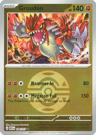 Groudon (Dusk Ball) (108) Reverse Holofoil [ME Ascended Heroes] Pokemon Single Pokémon