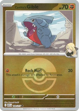 Cynthia's Gible (Poke Ball) (109) Reverse Holofoil [ME Ascended Heroes] Pokemon Single Pokémon