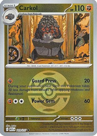 Carkol (Dusk Ball) (119) Reverse Holofoil [ME Ascended Heroes] Pokemon Single Pokémon