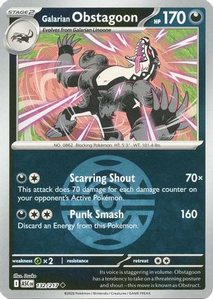 Galarian Obstagoon - 132/217 (Dusk Ball) Reverse Holofoil [ME Ascended Heroes] Pokemon Single Pokémon