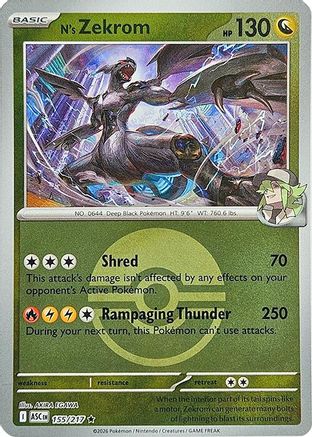 N's Zekrom (Poke Ball) (155) Reverse Holofoil [ME Ascended Heroes] Pokemon Single Pokémon