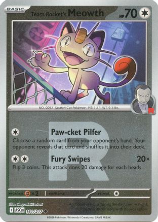Team Rocket's Meowth (Team Rocket) (161) Reverse Holofoil [ME Ascended Heroes] Pokemon Single Pokémon