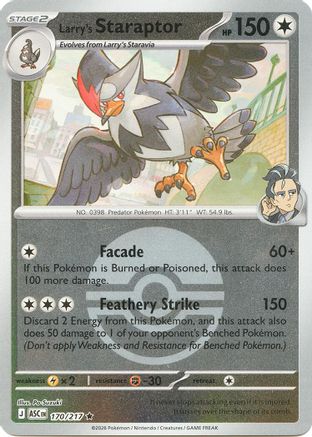 Larry's Staraptor - 170/217 (Poke Ball) Reverse Holofoil [ME Ascended Heroes] Pokemon Single Pokémon