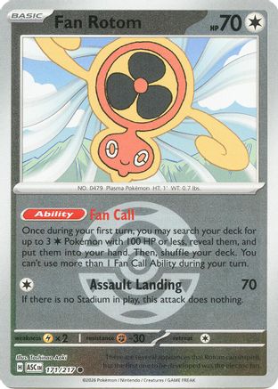 Fan Rotom - 171/217 (Dusk Ball) Reverse Holofoil [ME Ascended Heroes] Pokemon Single Pokémon