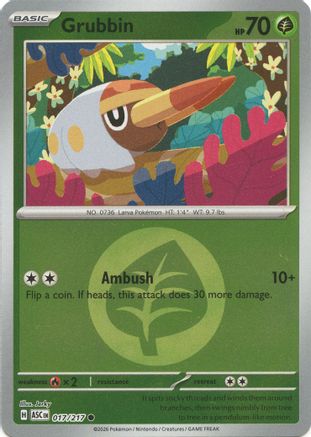 Grubbin (Energy Symbol Pattern) (17) Reverse Holofoil [ME Ascended Heroes] Pokemon Single Pokémon