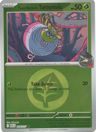 Team Rocket's Tarountula (Energy Symbol Pattern) (18) Reverse Holofoil [ME Ascended Heroes] Pokemon Single Pokémon
