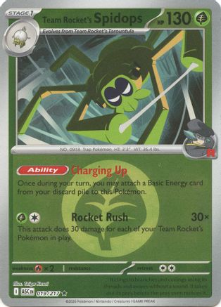Team Rocket's Spidops (Energy Symbol Pattern) (19) Reverse Holofoil [ME Ascended Heroes] Pokemon Single Pokémon