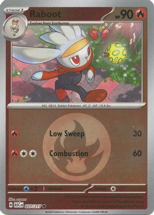 Raboot (Energy Symbol Pattern) (37) Reverse Holofoil [ME Ascended Heroes] Pokemon Single Pokémon