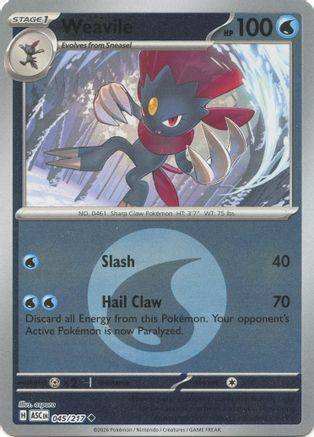 Weavile - 045/217 (Energy Symbol Pattern) Reverse Holofoil [ME Ascended Heroes] Pokemon Single Pokémon