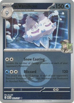 N's Vanilluxe (Energy Symbol Pattern) (51) Reverse Holofoil [ME Ascended Heroes] Pokemon Single Pokémon