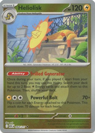 Heliolisk - 064/217 (Energy Symbol Pattern) Reverse Holofoil [ME Ascended Heroes] Pokemon Single Pokémon