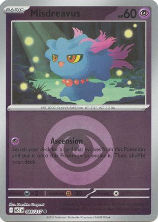 Misdreavus - 085/217 (Energy Symbol Pattern) Reverse Holofoil [ME Ascended Heroes] Pokemon Single Pokémon