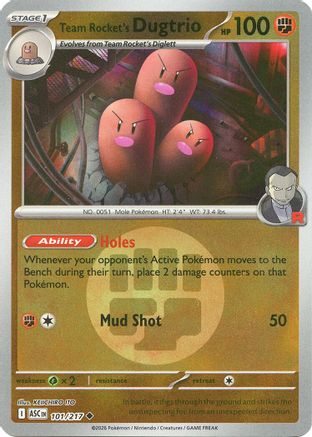 Team Rocket's Dugtrio - 101/217 (Energy Symbol Pattern) Reverse Holofoil [ME Ascended Heroes] Pokemon Single Pokémon