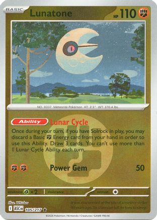 Lunatone (Energy Symbol Pattern) (105) Reverse Holofoil [ME Ascended Heroes] Pokemon Single Pokémon