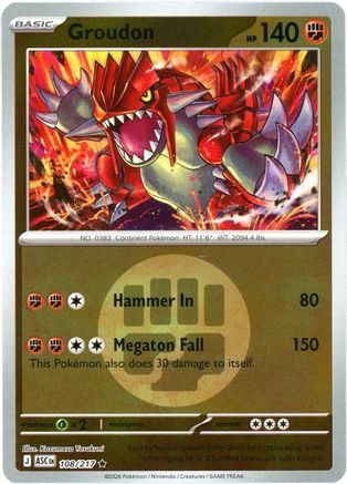 Groudon (Energy Symbol Pattern) (108) Reverse Holofoil [ME Ascended Heroes] Pokemon Single Pokémon
