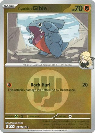 Cynthia's Gible (Energy Symbol Pattern) (109) Reverse Holofoil [ME Ascended Heroes] Pokemon Single Pokémon