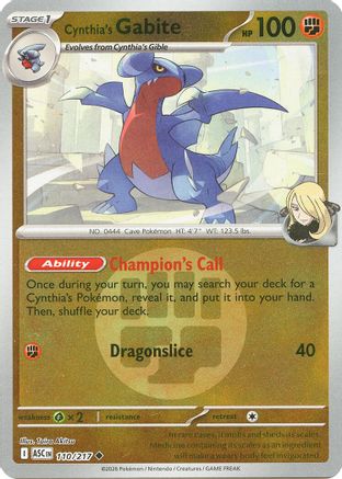 Cynthia's Gabite (Energy Symbol Pattern) (110) Reverse Holofoil [ME Ascended Heroes] Pokemon Single Pokémon